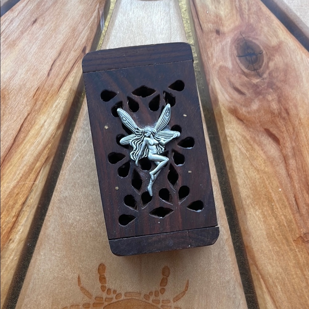 Wooden Box with Silver Fairy Design